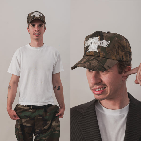 JESUS CHRIST IN A CHEVY CAMO HAT
