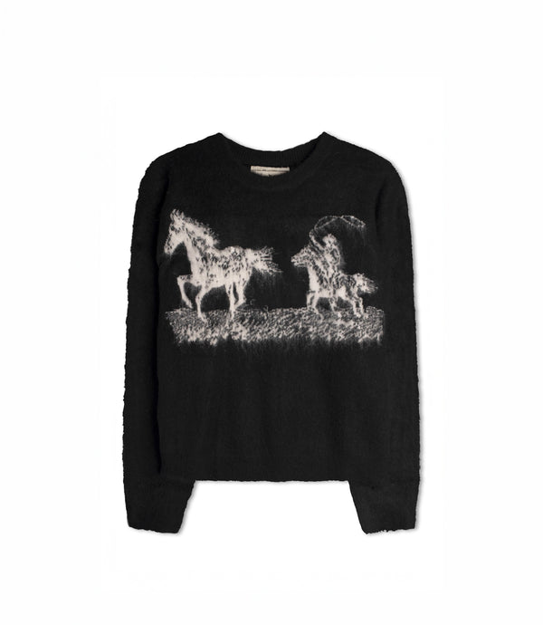 BLACK MOHAIR LASSO SWEATER