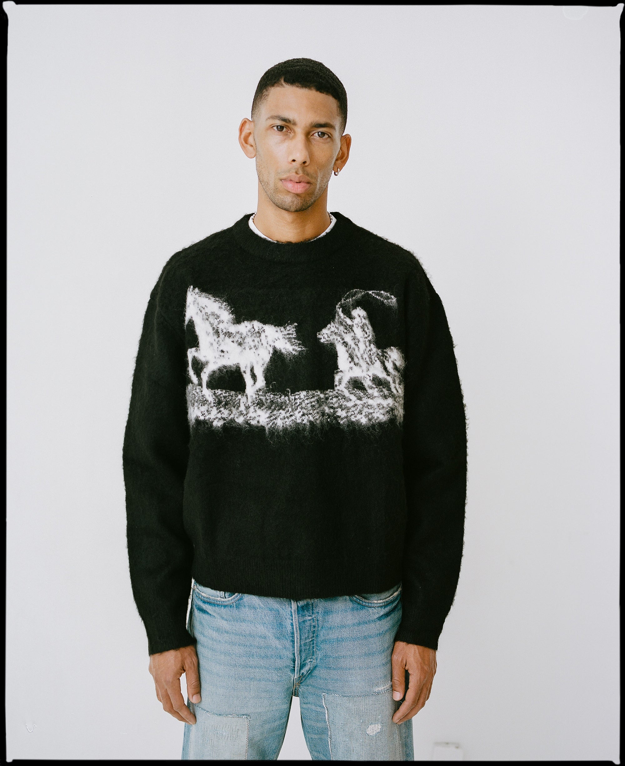 BLACK MOHAIR LASSO SWEATER